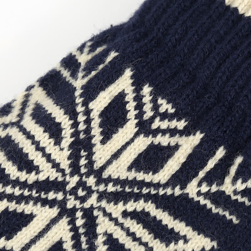Snowflake Pattern Winter Thicken Knitted Gloves - Image 8