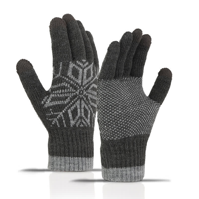 Snowflake Pattern Winter Thicken Knitted Gloves - Image 9
