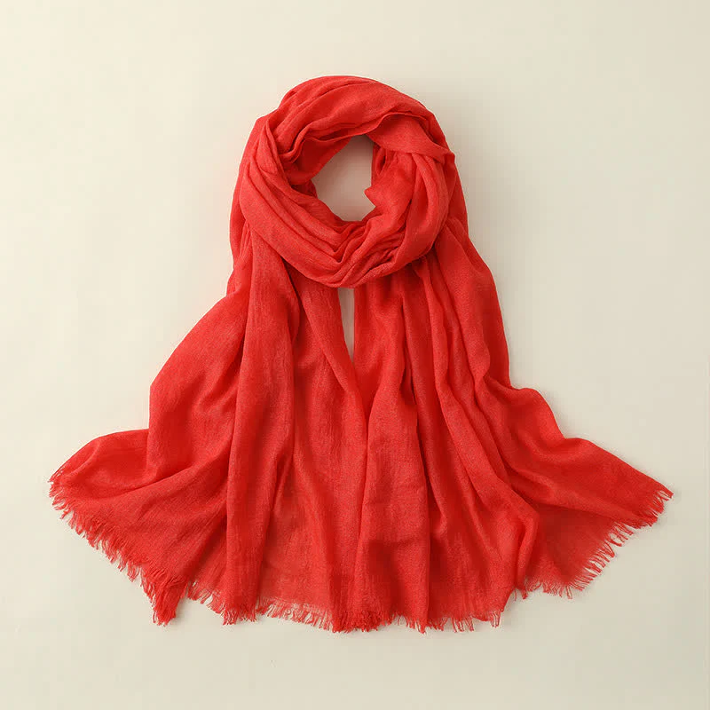 Solid Color Crinkle Travel Wrap Thin Summer Scarf - Image 9