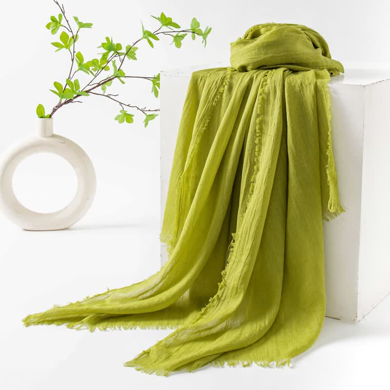 Solid Color Short Tassels Soft Thin Summer Scarf - Image 60