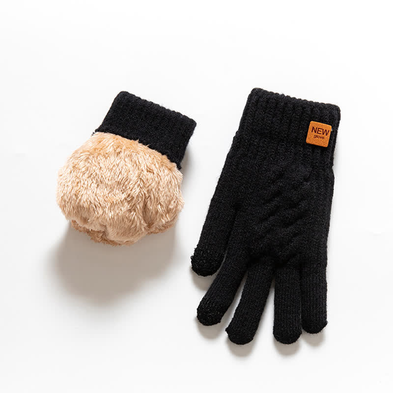 Solid Color Soft Warm Alpaca Fur Knitted Gloves - Image 13