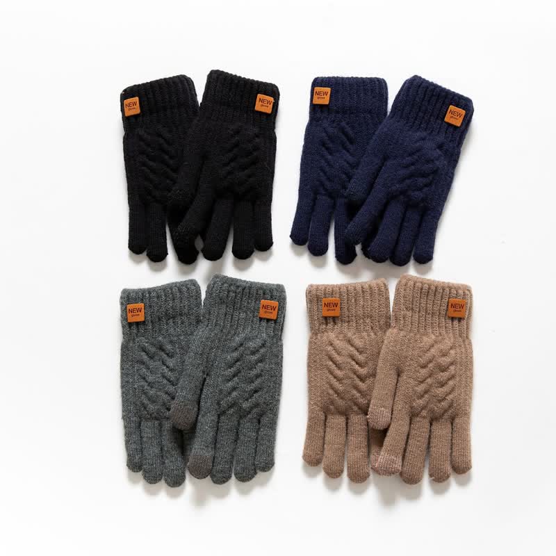Solid Color Soft Warm Alpaca Fur Knitted Gloves - Image 4