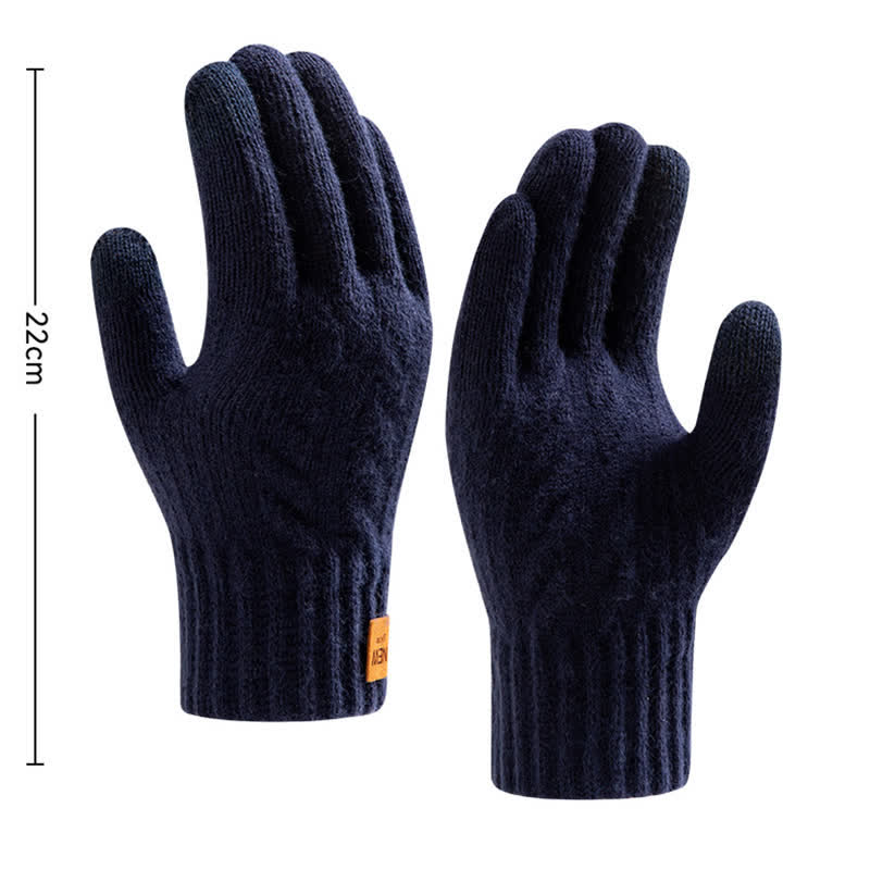 Solid Color Soft Warm Alpaca Fur Knitted Gloves - Image 7