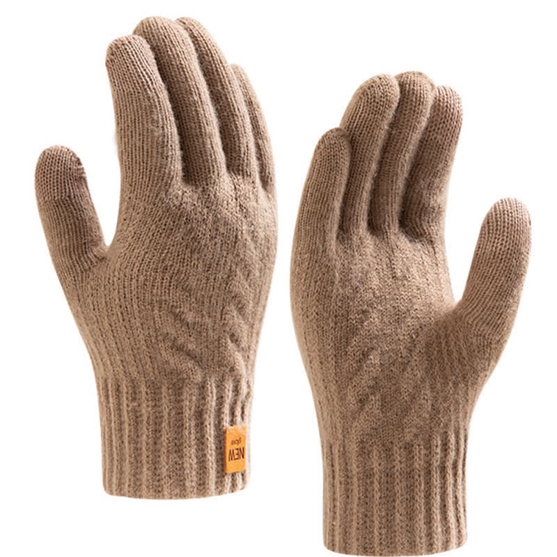 Solid Color Soft Warm Alpaca Fur Knitted Gloves - Image 9