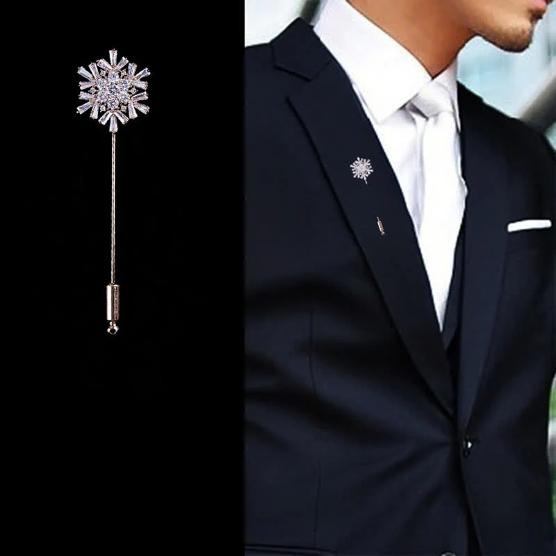Sparkling Artificial Crystal Snowflake Flower Brooch - Image 2