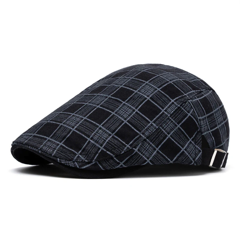 Spring And Summer Fashion Pure Cotton Striped&Checkered Beret Hat - Image 11