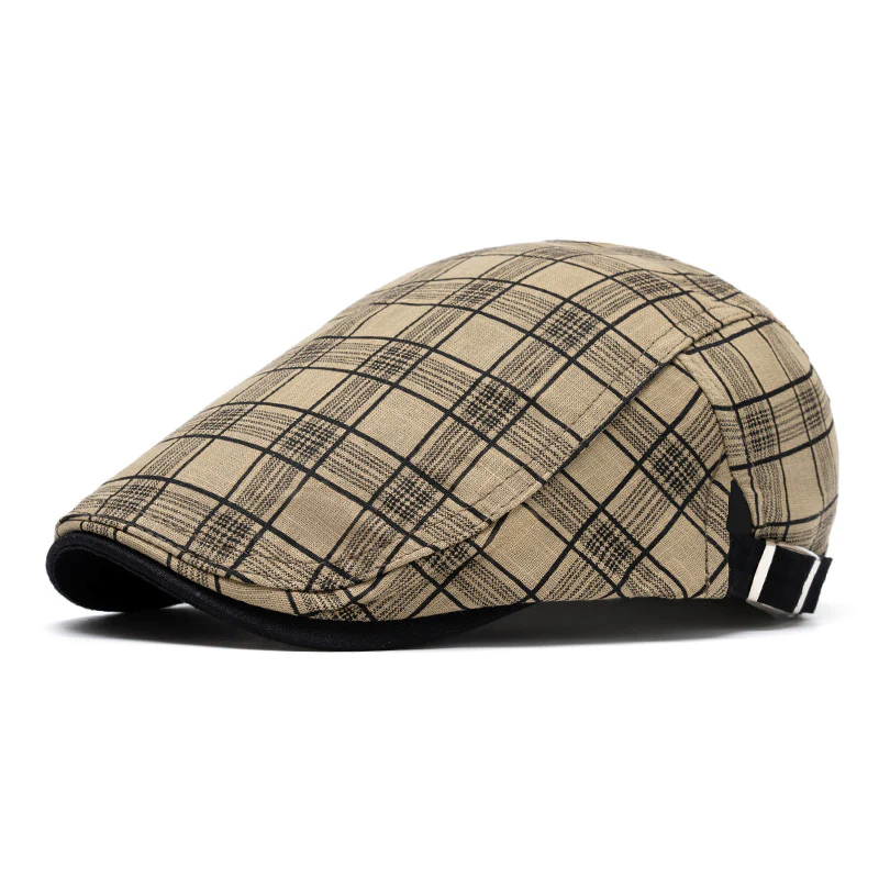 Spring And Summer Fashion Pure Cotton Striped&Checkered Beret Hat - Image 13