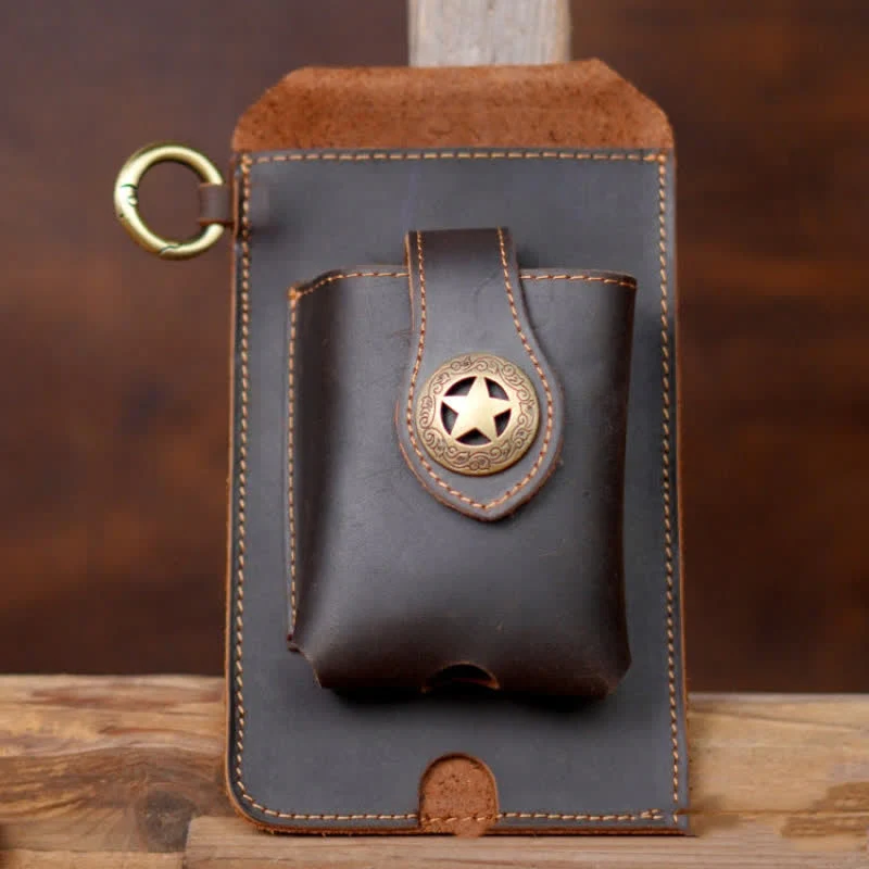 Star Magnetic Suction Leather Phone Belt Bag - Image 9