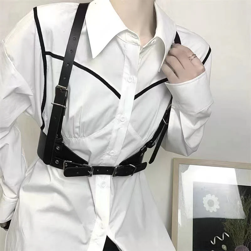 Steampunk Leather Waistband Adjustable Strap Corset Belt - Image 2