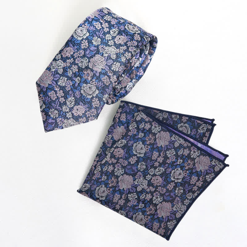 SteelBlue Men's Novelty Floral Necktie - Image 6