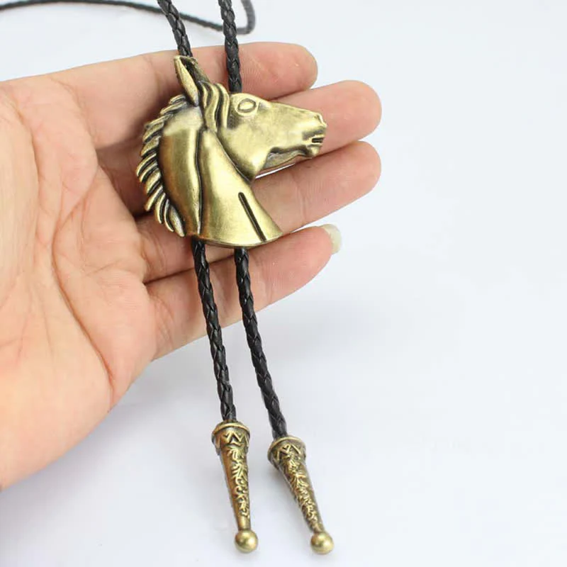 Stereoscopic Horse Head Cowboy Leather Bolo Tie - Image 10