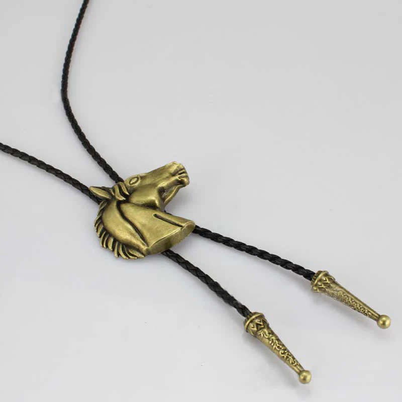 Stereoscopic Horse Head Cowboy Leather Bolo Tie - Image 12