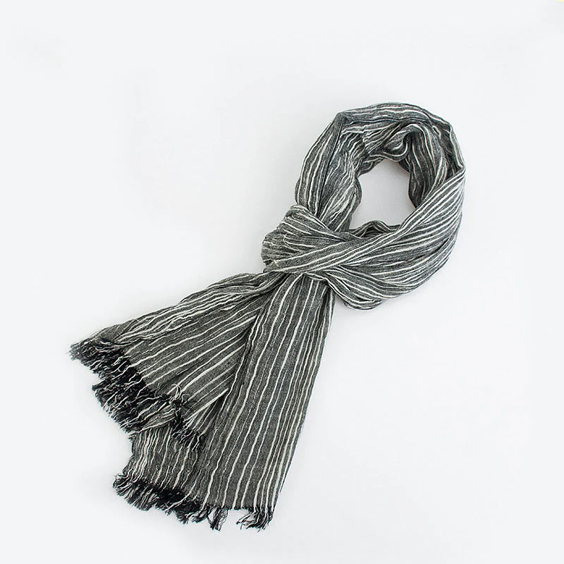 Stripes Pattern White Lines Wrinkle Lightweight Thin Scarf - Image 4