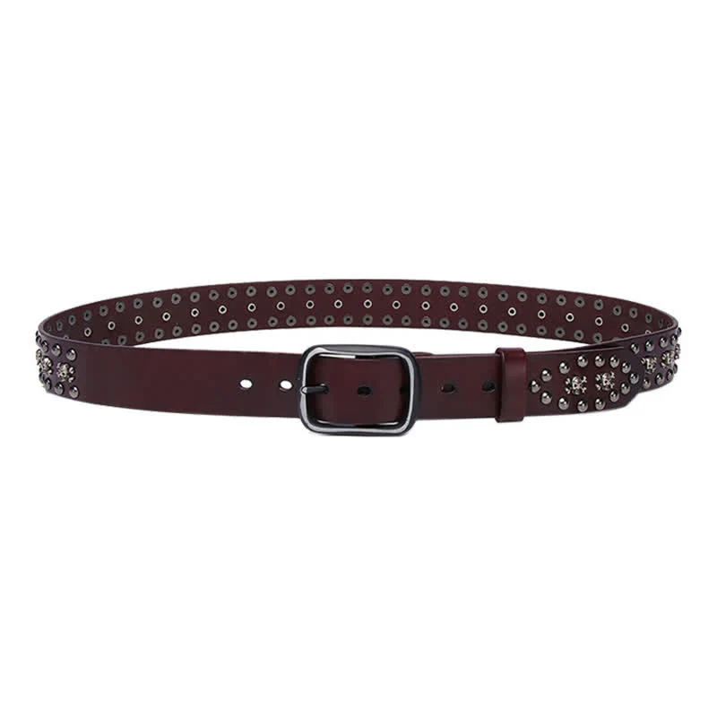 Studded Gothic MIni Skull Rivets Leather Belt - Image 13