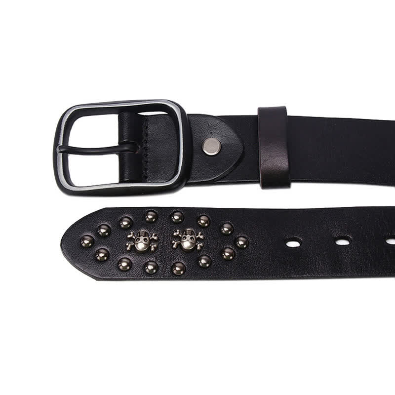 Studded Gothic MIni Skull Rivets Leather Belt - Image 9