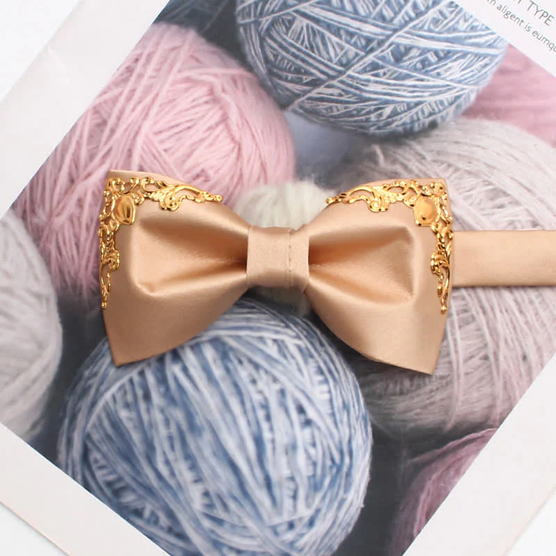 Styilsh Gilded Accent Wedding Bow Tie - Image 2