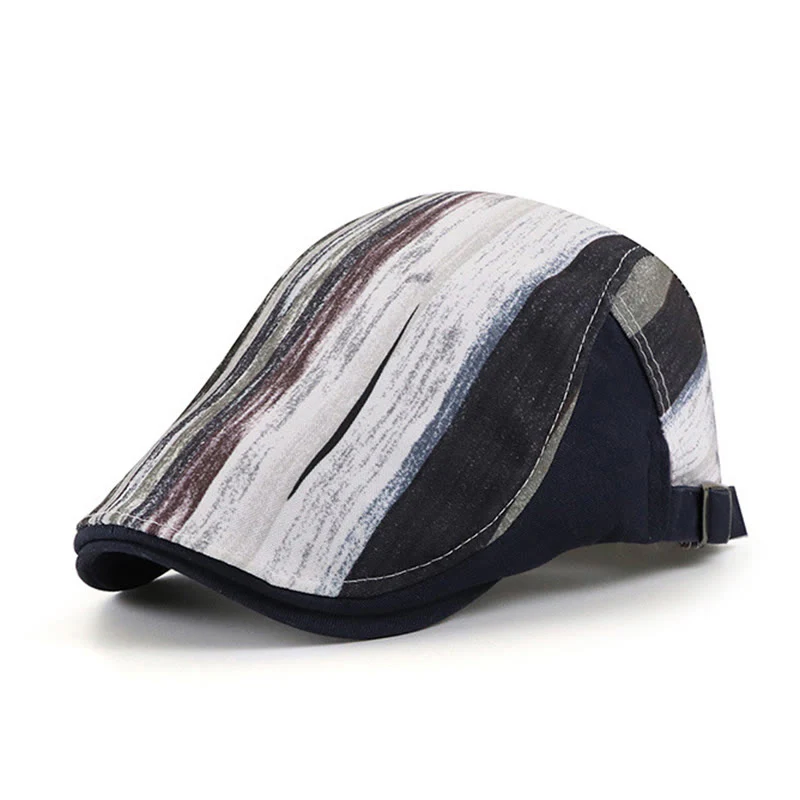 Stylish Abstract Striped Pattern Flat Top Beret Hat - Image 5
