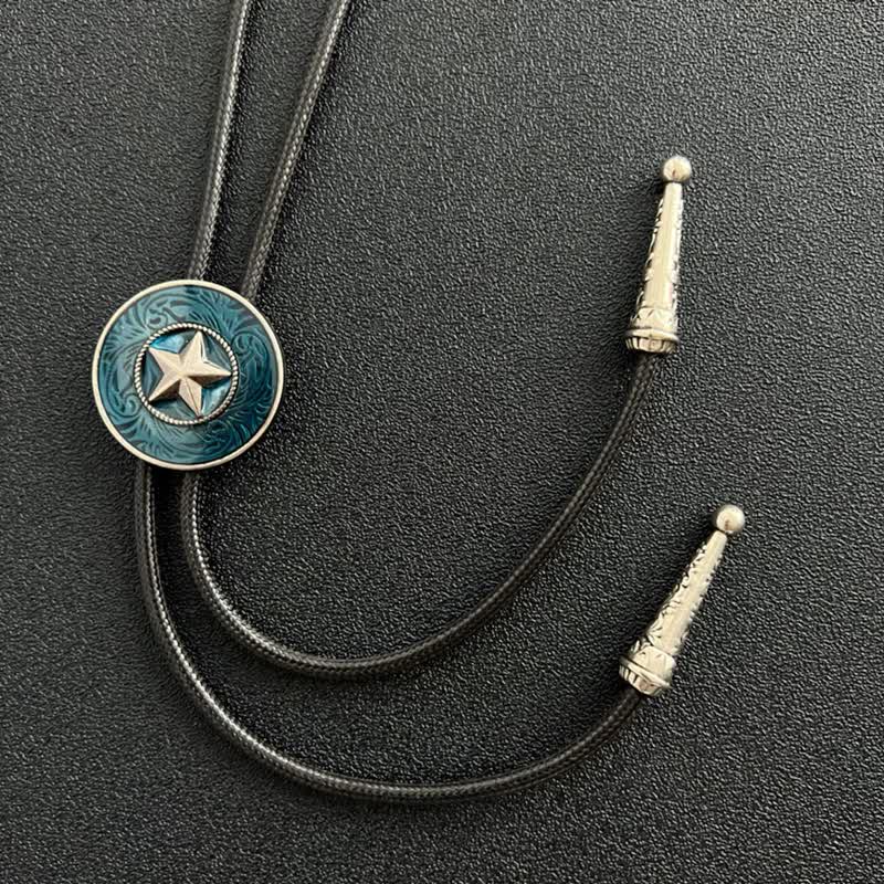 Stylish Five-Pointed Star Blue Glaze Bolo Tie - Image 4