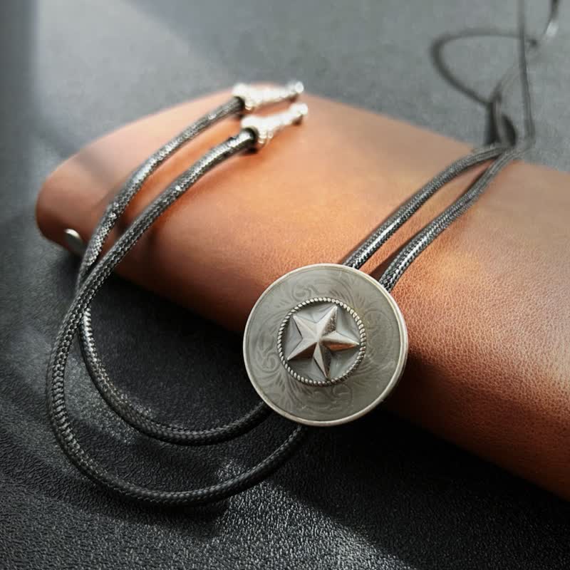 Stylish Five-Pointed Star Blue Glaze Bolo Tie - Image 7