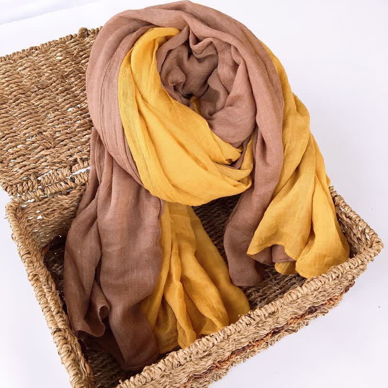 Stylish Two Color Matching Cotton Linen Thin Scarf - Image 13