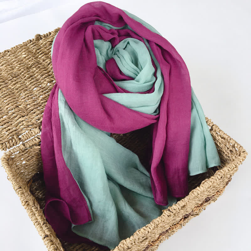 Stylish Two Color Matching Cotton Linen Thin Scarf - Image 8