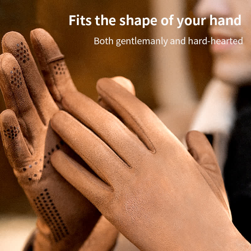 Suede Thermal Velvet Split Finger Gloves - Image 4