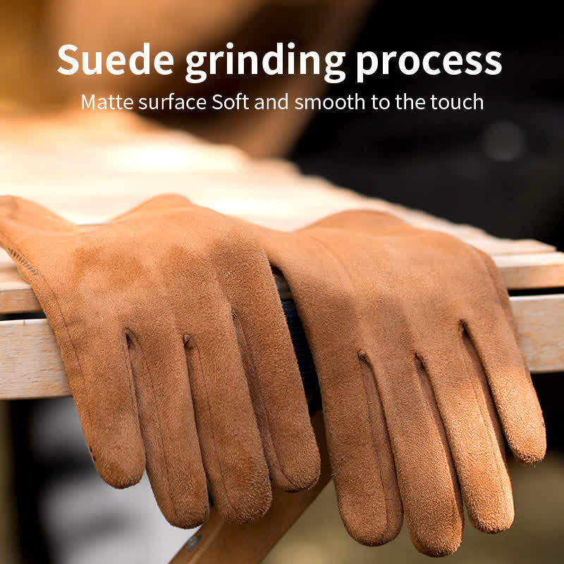 Suede Thermal Velvet Split Finger Gloves - Image 6