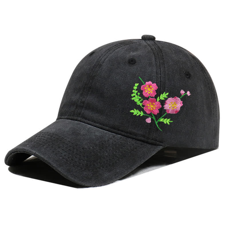 Summer Embroidered Daisy Floral Adjustable Baseball Cap - Image 12