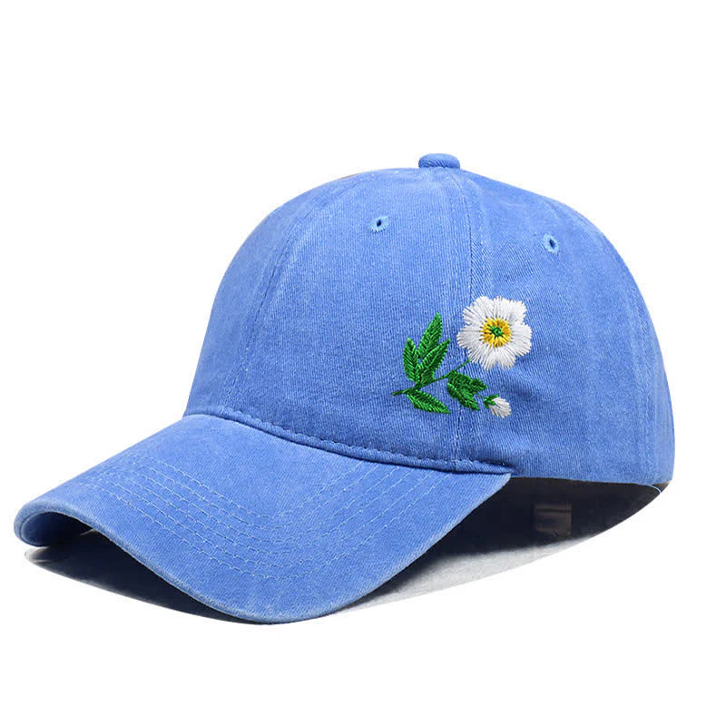 Summer Embroidered Daisy Floral Adjustable Baseball Cap - Image 8