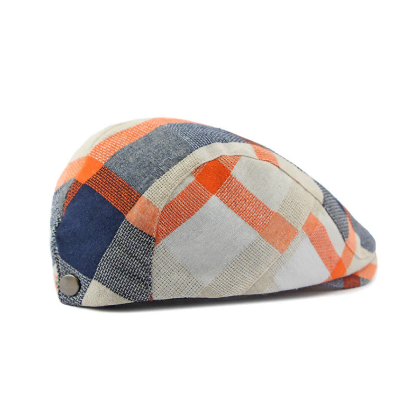 Summer Linen Plaid Breathable Beret Hat - Image 5