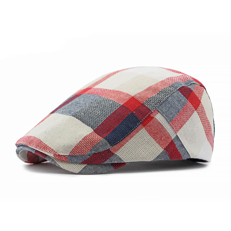 Summer Linen Plaid Breathable Beret Hat - Image 7