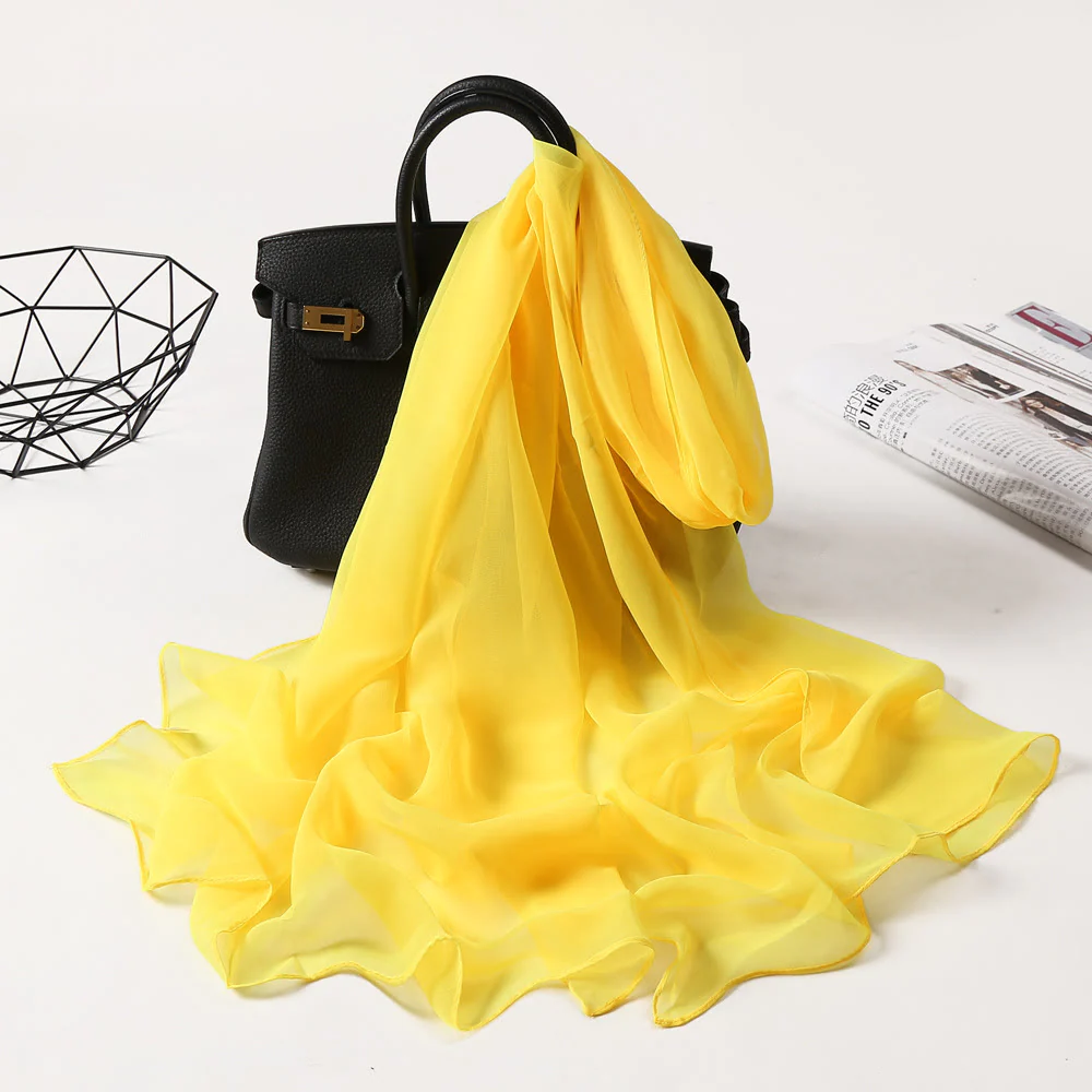 Summer Solid Color Sunscreen Thin Chiffon Scarf - Image 6