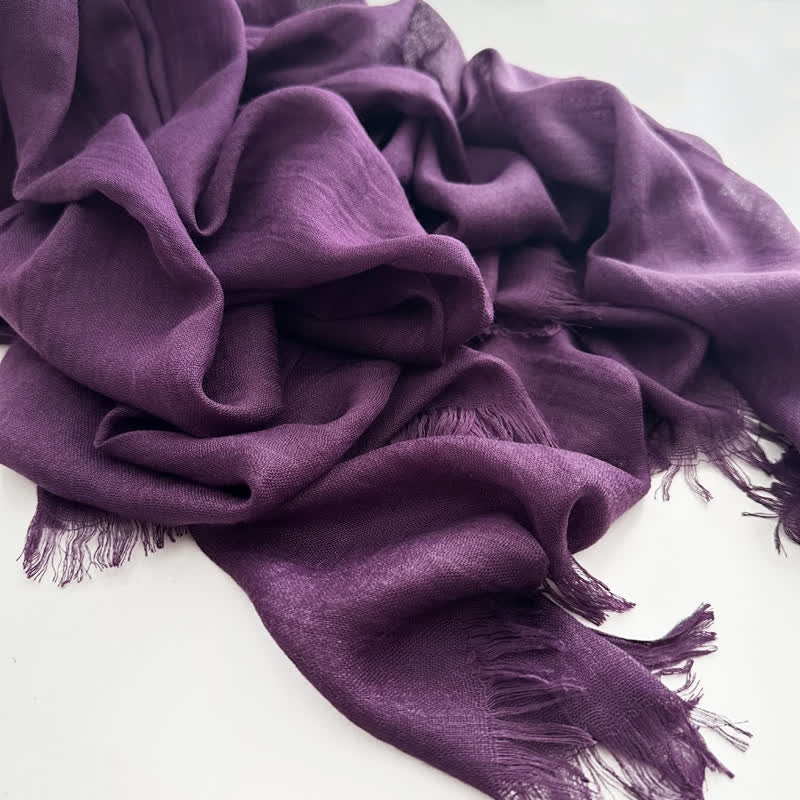Summer Voile Solid Color Cotton Linen Thin Scarf - Image 33