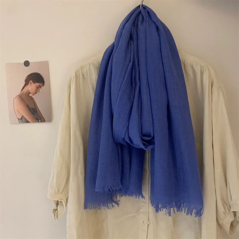 Summer Voile Solid Color Cotton Linen Thin Scarf - Image 36