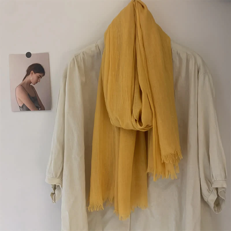 Summer Voile Solid Color Cotton Linen Thin Scarf - Image 38