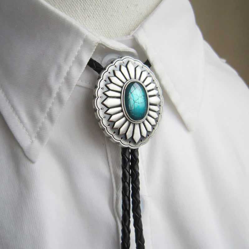 Sunburst Turquoise Western Accessory Bolo Tie - Image 3