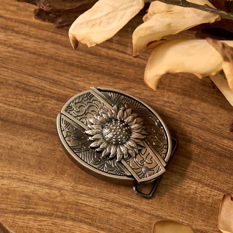 Sunflower Theme DIY Hidden Knife Belt Buckle Turquoise Bull Pendant Bundle Set - Image 6