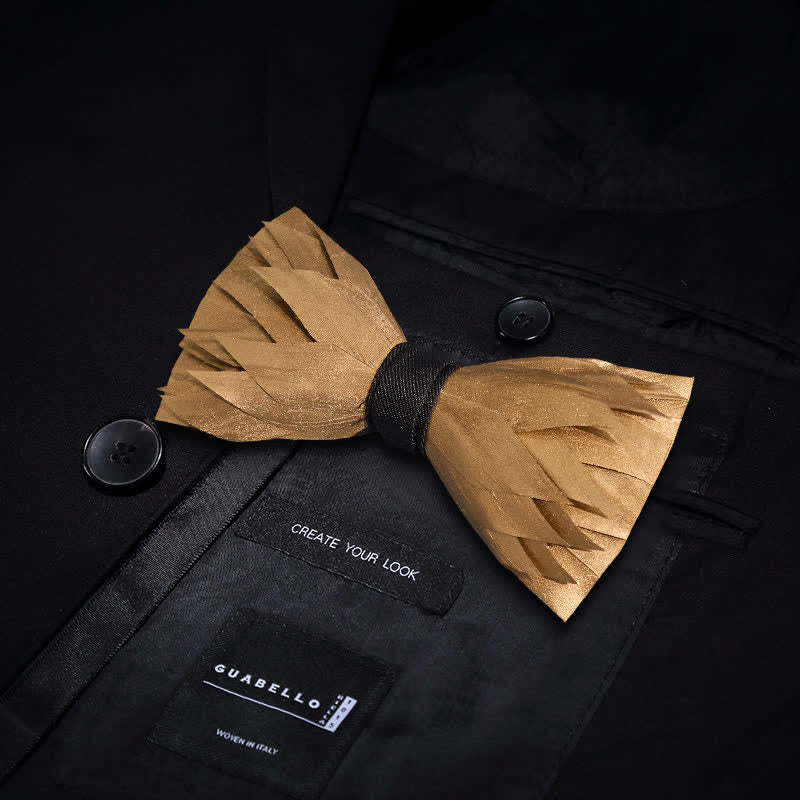 Sunshine Solid Gold Feather Bow Tie - Image 3