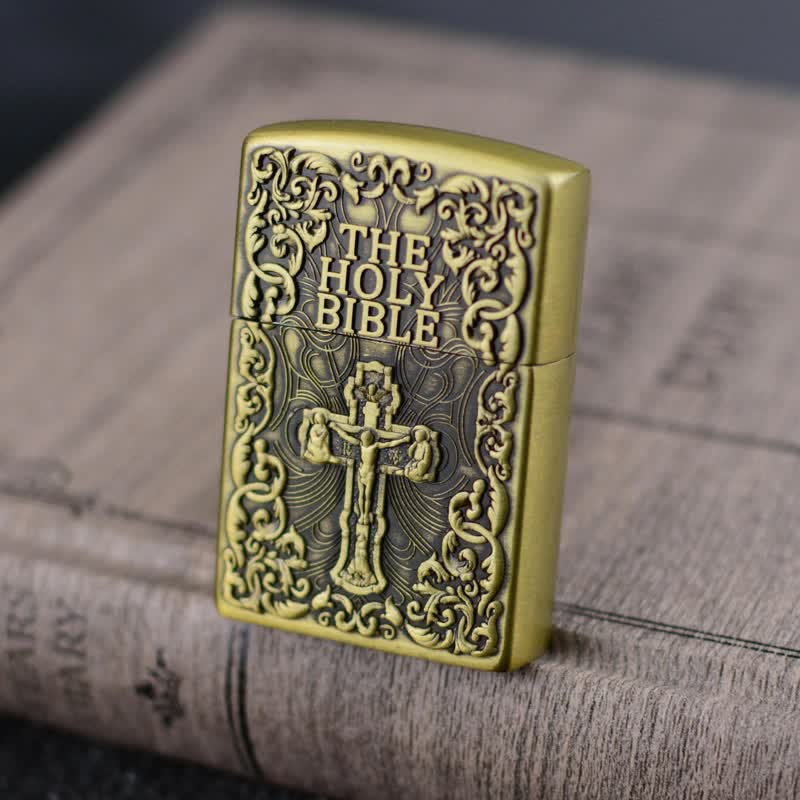 The Holy Bible Cross Grinding Wheel Refillable Butane Lighter - Image 7