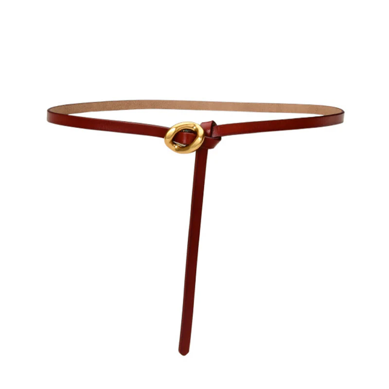 Thin Dress Knot Belt Women's Genuine Leather Belt - Image 20