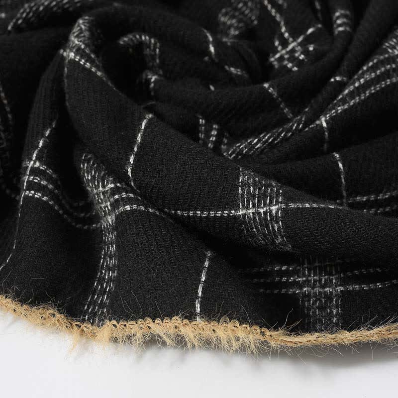 Timeless Classic Plaid Pattern Scarf With Furry Trim - Image 8