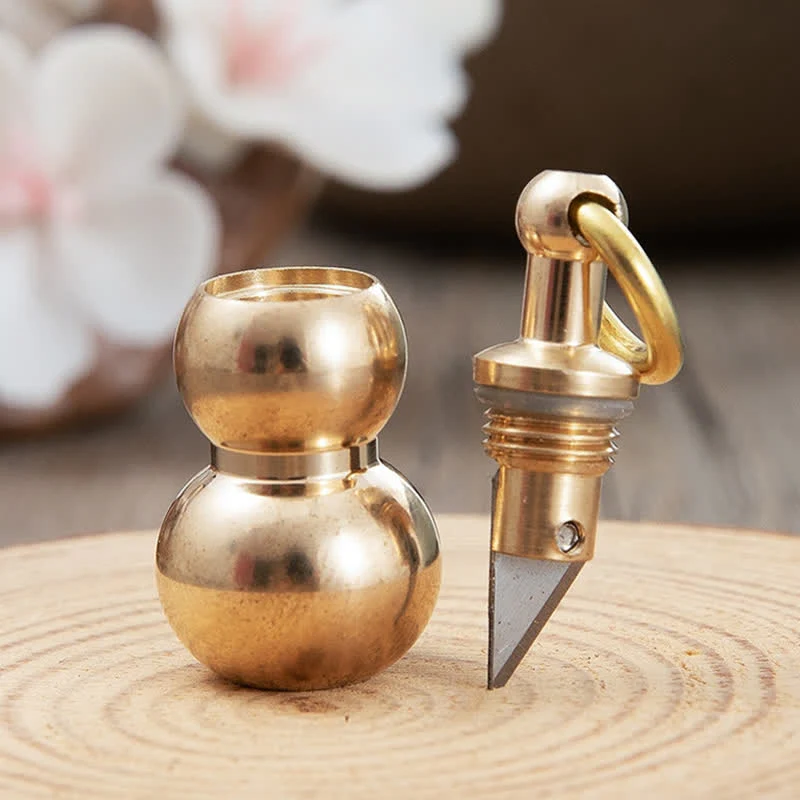Tiny Brass Calabash EDC Hidden Knife Keychain - Image 2