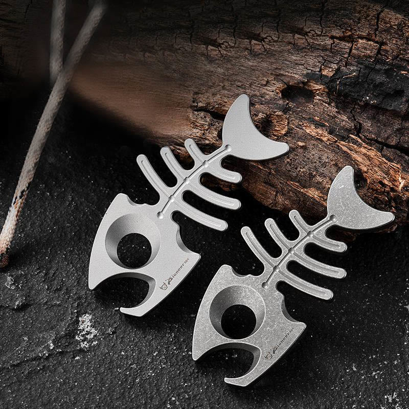 Titanium Alloy EDC-Tool Fishbone Shaped Bottle Opener Keychain