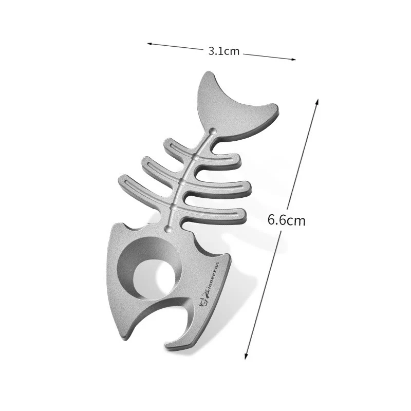 Titanium Alloy EDC-Tool Fishbone Shaped Bottle Opener Keychain - Image 3