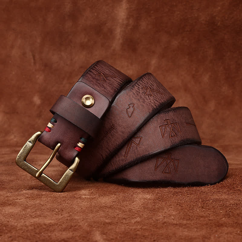Totem Pattern Laser Engraving Strap Leather Belt - Image 9