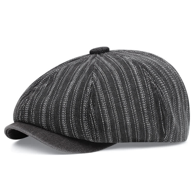 Trendy Striped Octagonal Newsboy Beret Cap - Image 8