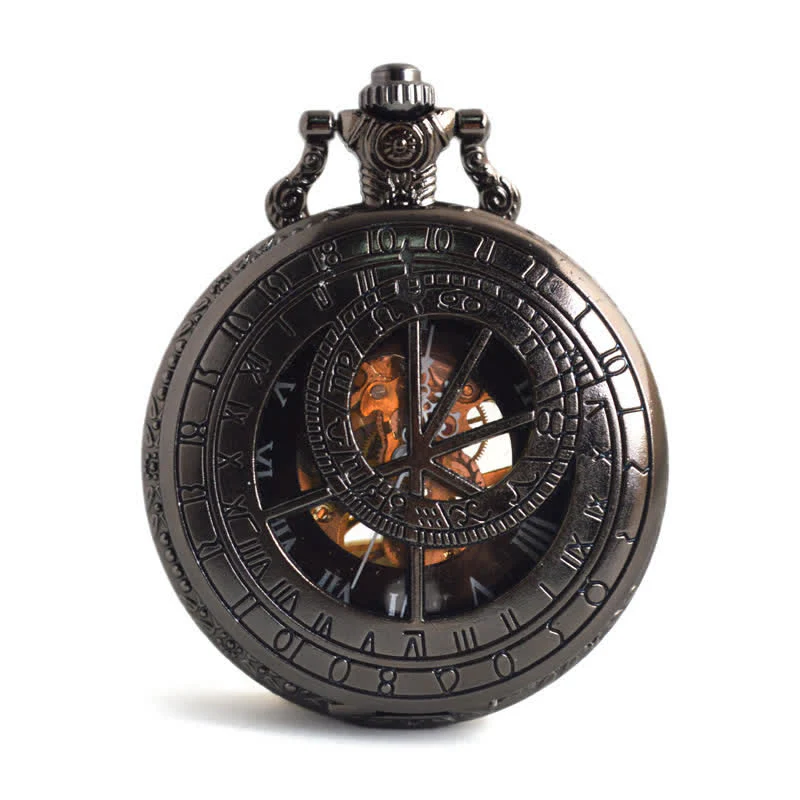 Twelve Constellations Compass Mechanical Pocket Watch - Image 3