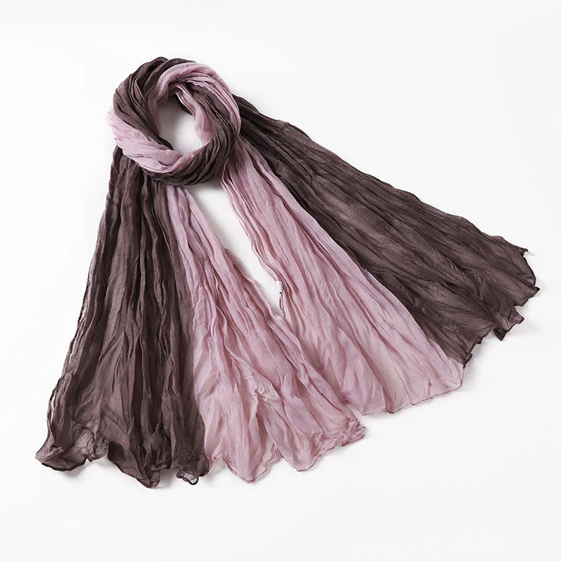 Two-Tone Gradient Color-Blocked Four Season Crinkle Scarf - Image 8