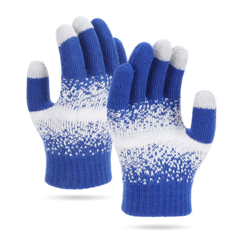 Two-Tone Gradient Color Speckled Patterned Knitted Gloves - Image 5