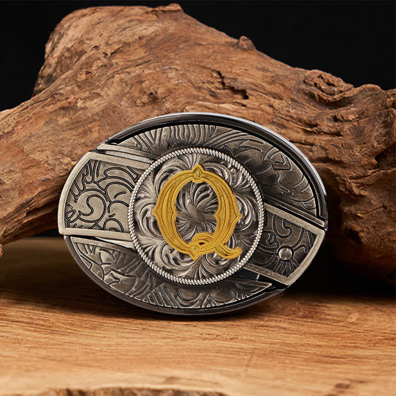 Two-Tone Initial Letter DIY Hidden Knife Buckle Leather Belt - Image 25